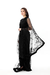 3 Piece Net Embroidered Sari (AW0004)